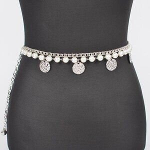 BNWT Brand New Layered Chain Iconic Pearl And Coin Fashion Chain Belt